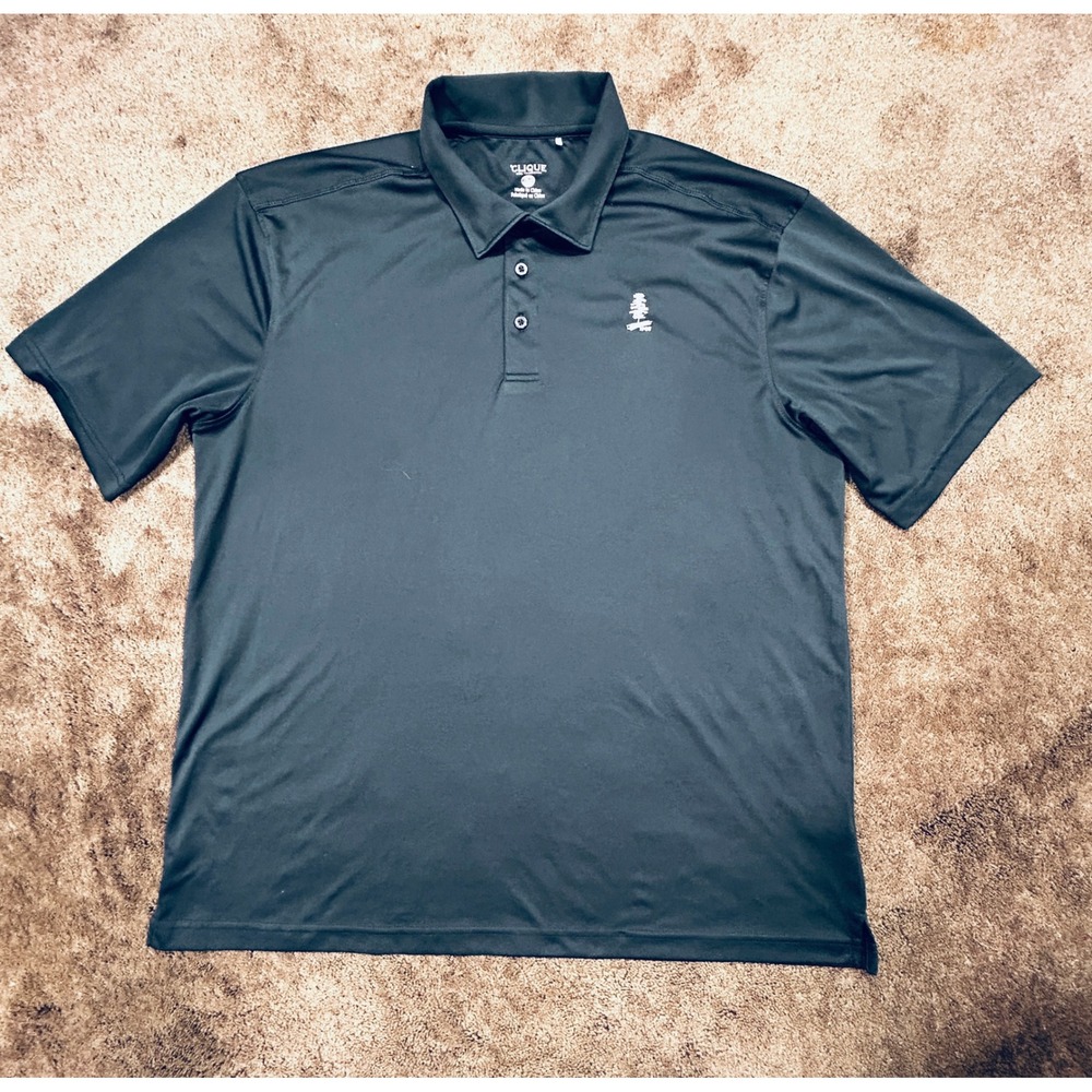 Clique Mens XL Performance Polo‎ Shirt Navy Blue Short Sleeve Tree Logo 1988